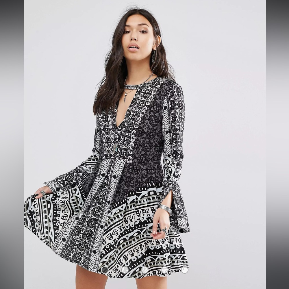 Tegan Border Printed Mini Dress